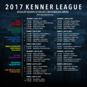 Kenner League Schedule