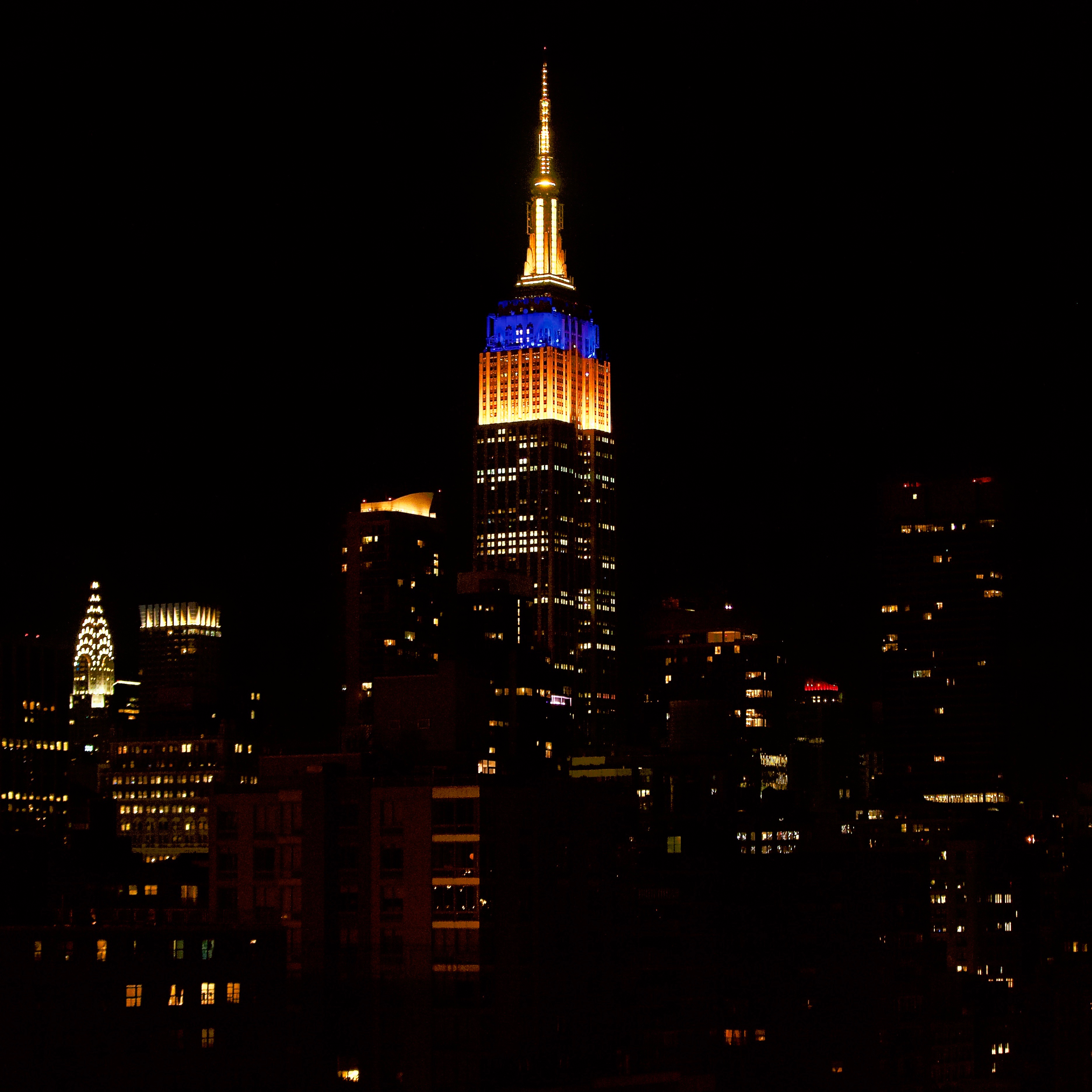 Empire State Building lit up in Michigan colors
