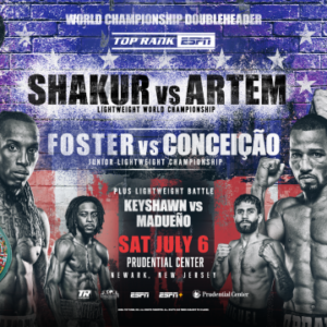 Shakur Stevenson will make the inaugural defense of his WBC lightweight world championship against Armenian-born German Olympian Artem Harutyunyan on Saturday, July 6, at Prudential Center in his hometown of Newark, New Jersey.